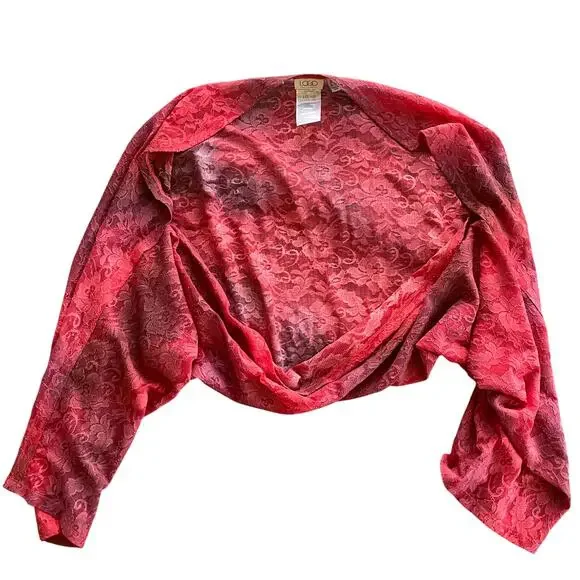 LOGO Womens Lace Shrug Ombré Fairycore Shawl Open Cardigan Size Medium Large - Picture 4 of 5